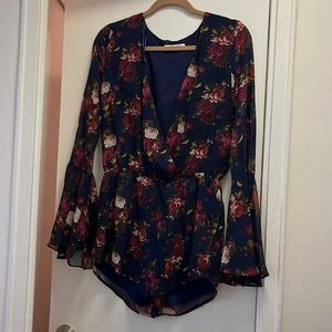 Floral long sleeve romper
